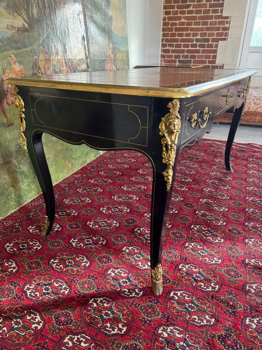 Louis XIV Style Black Lacquered Flat Desk-photo-7