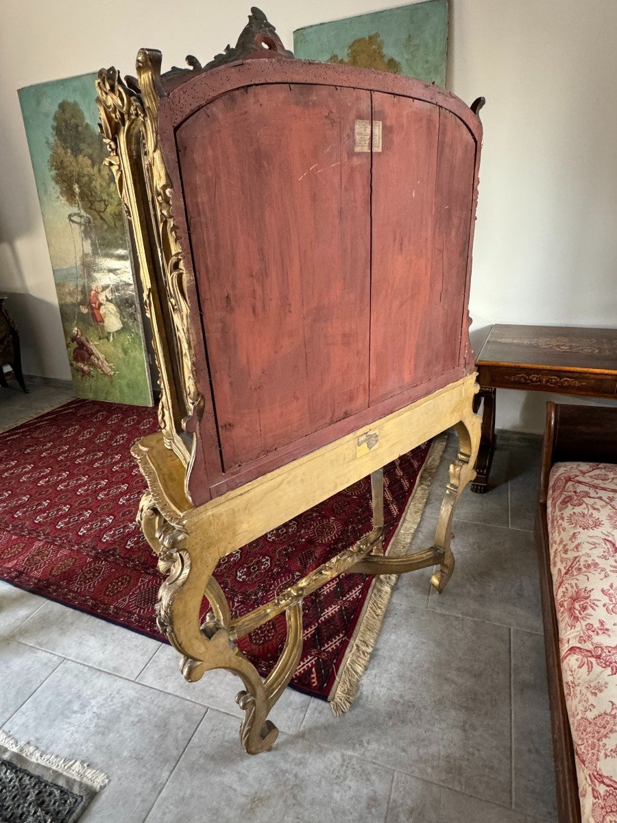 VITRINE - CONSOLE EN BOIS DORE DE STYLE LOUIS XV-photo-6