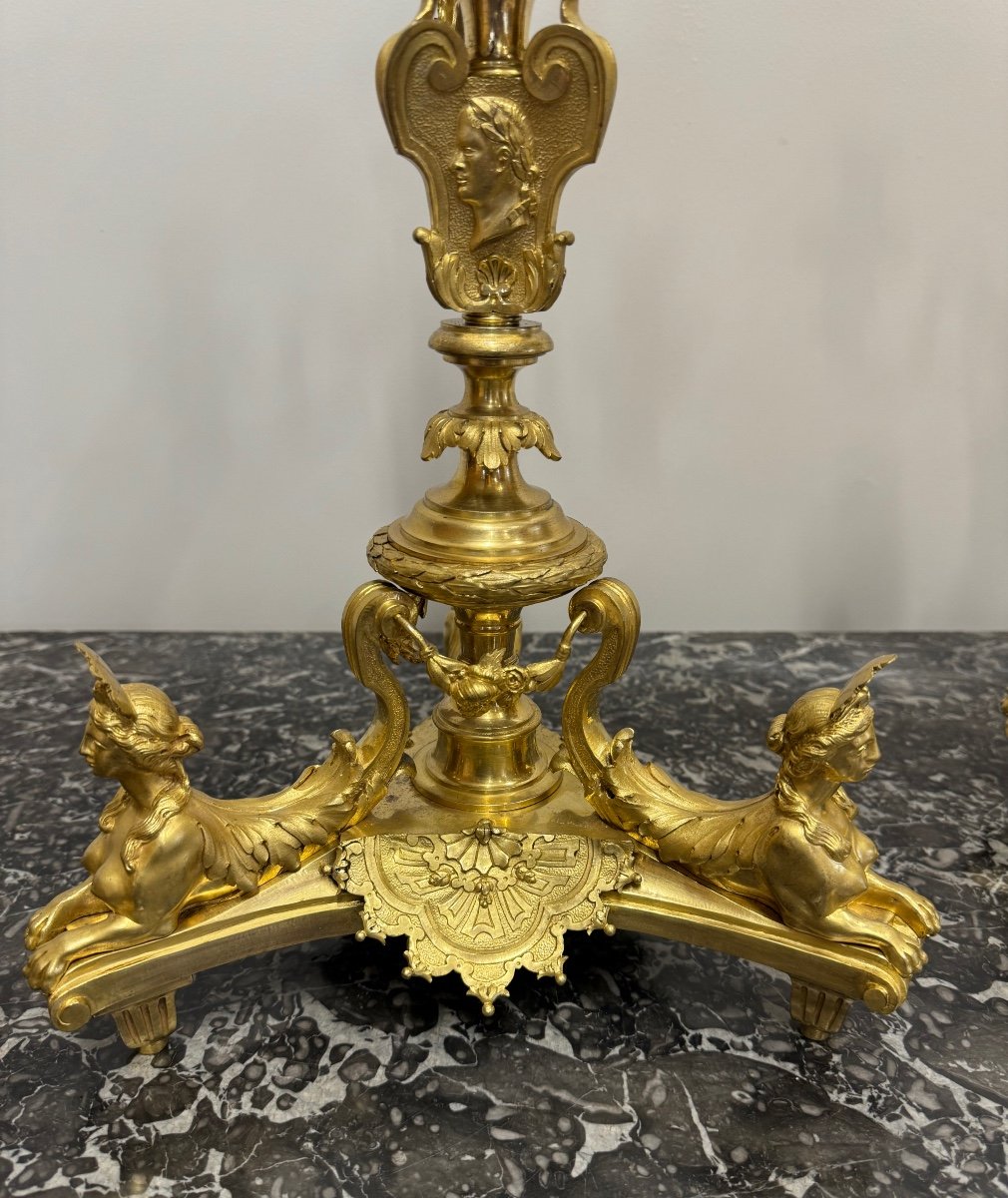 Pair Of Candelabra After André-charles Boulle-photo-2