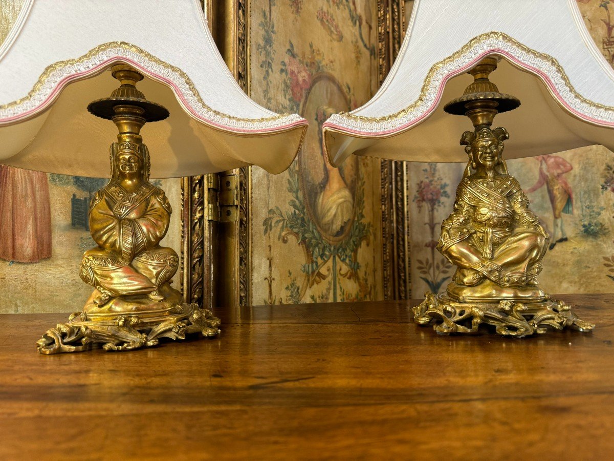 PAIRE DE LAMPES  A POSER STYLE  LOUIS XV-photo-2