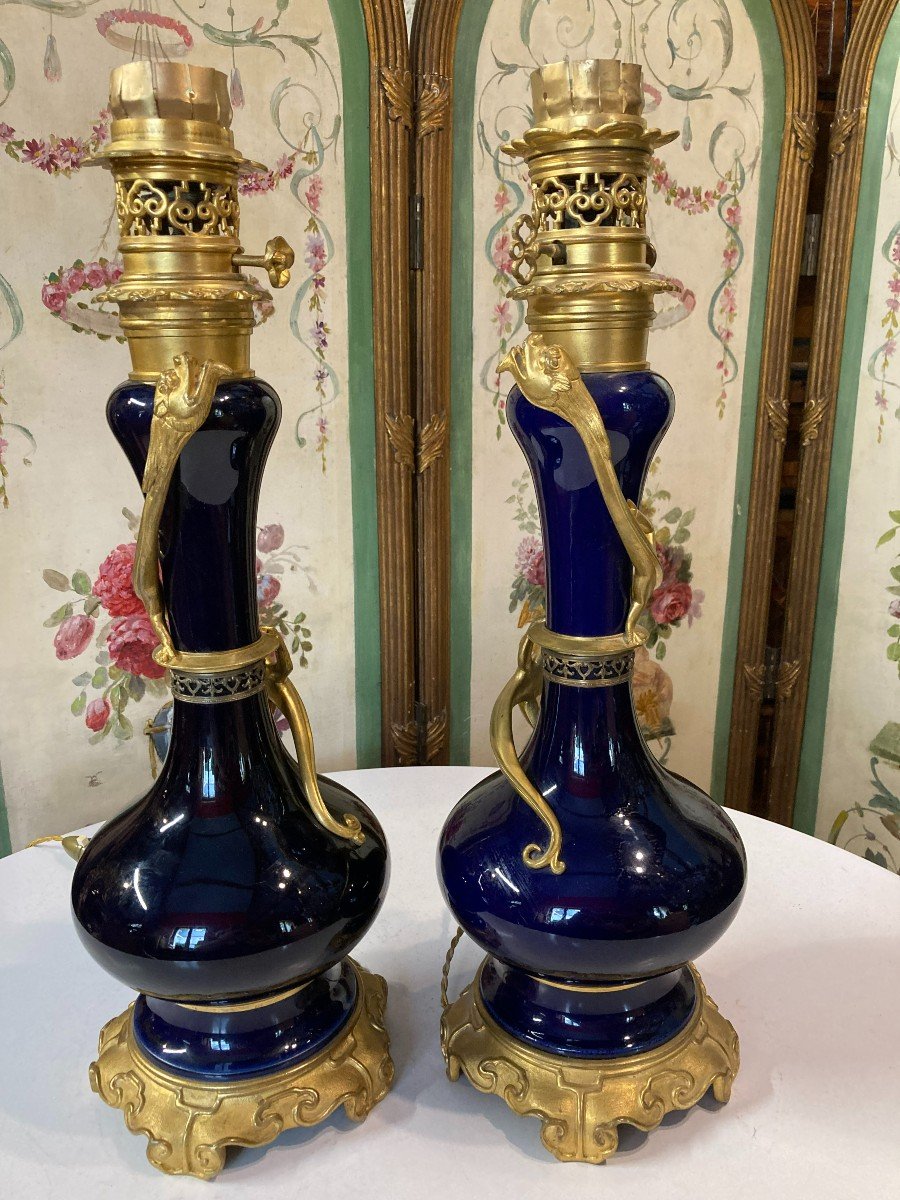 Pair Of 19th C. Porcelain Lamps