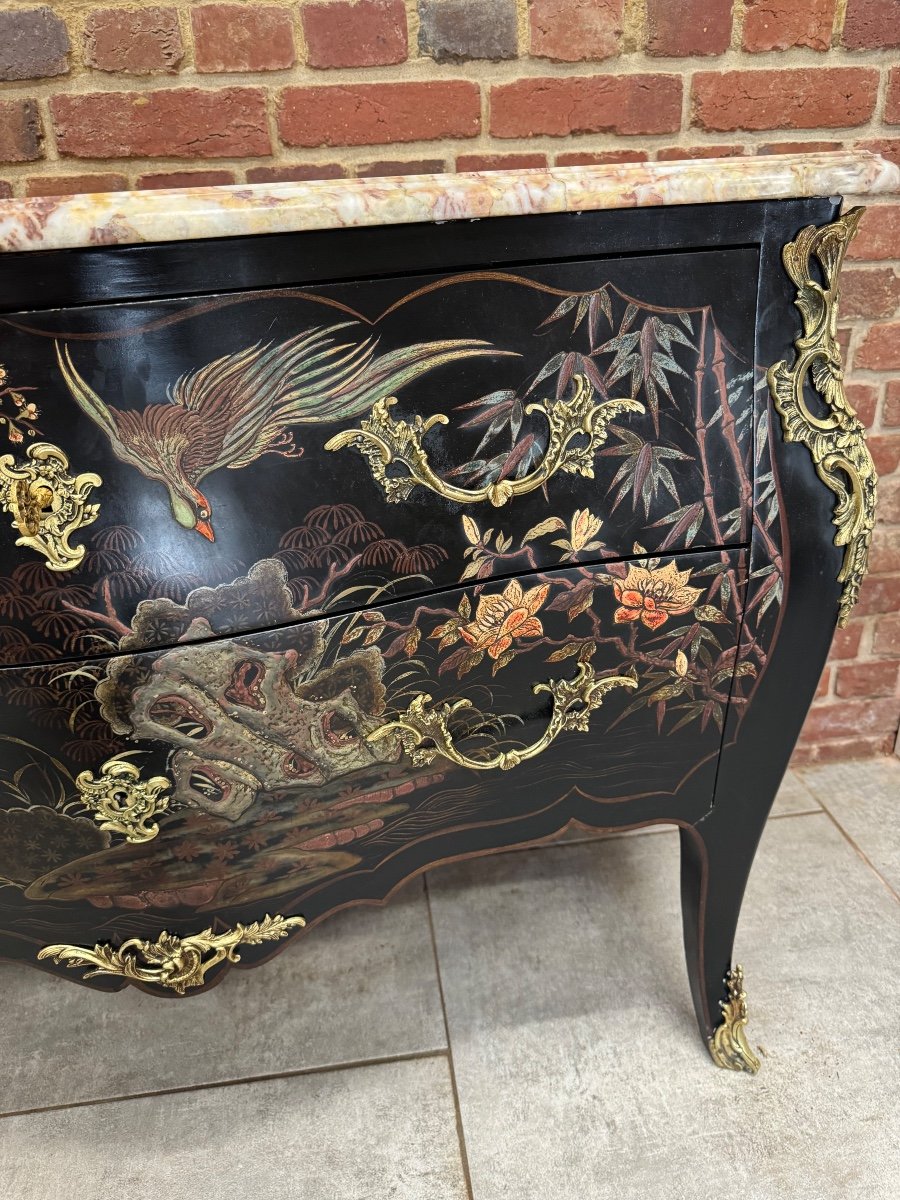 COMMODE DE STYLE LOUIS XV EN LAQUE DE CHINE-photo-3