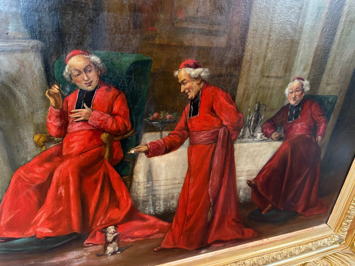 19th C. Painting Representing Cardinals-photo-2