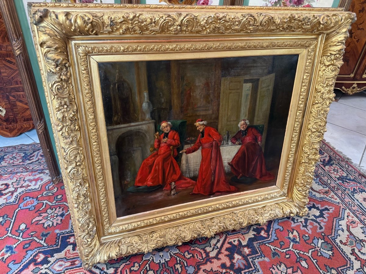 19th C. Painting Representing Cardinals-photo-6