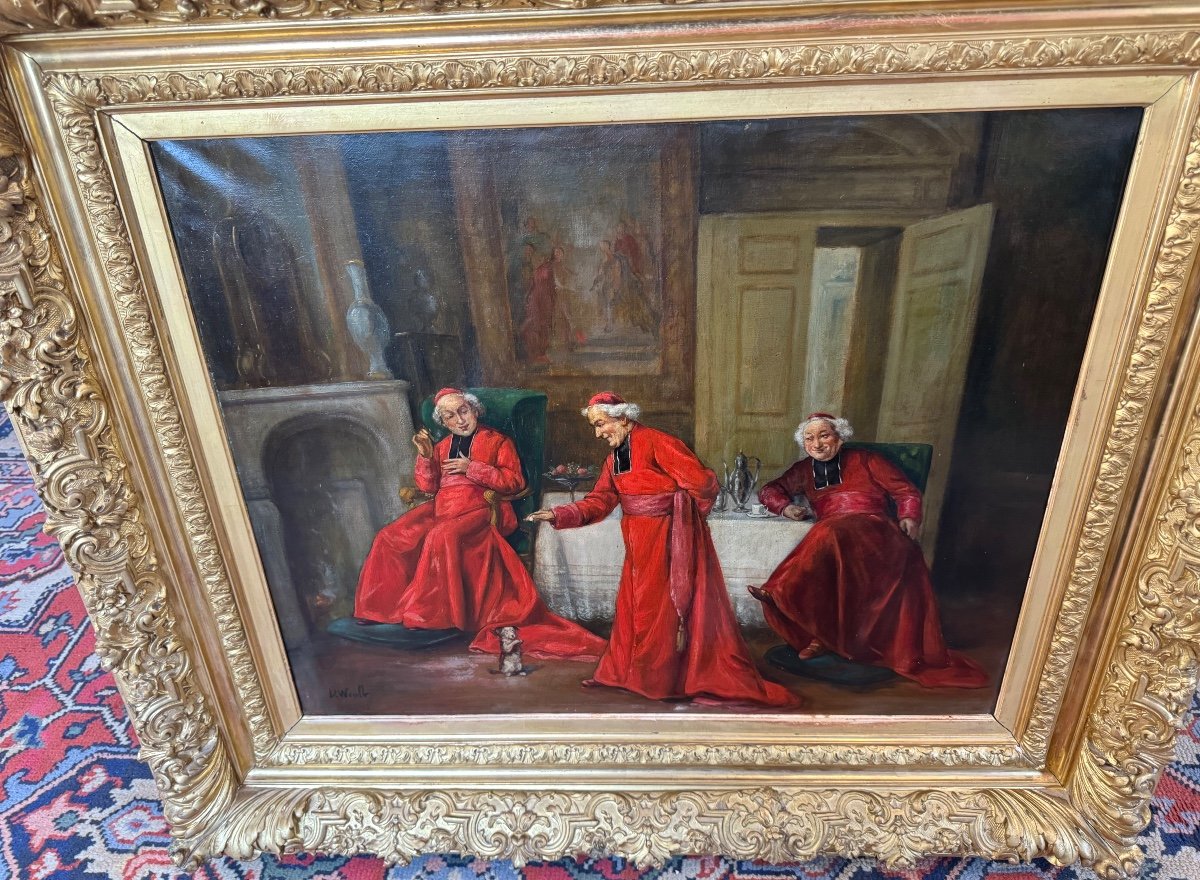 19th C. Painting Representing Cardinals-photo-7