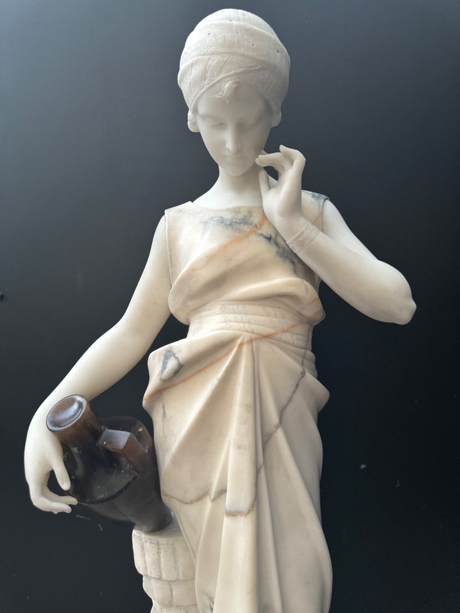 Guglielmo Pugi Marble Statue Woman With Amphora-photo-2