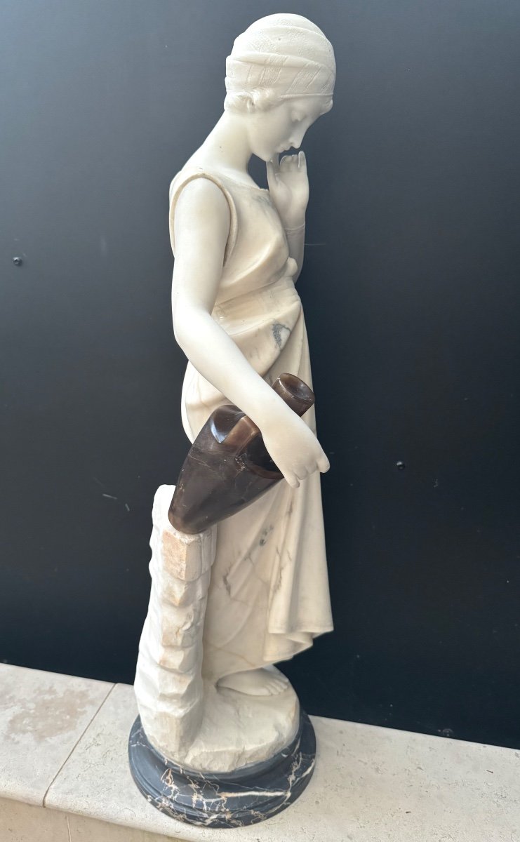 Guglielmo Pugi Marble Statue Woman With Amphora-photo-4