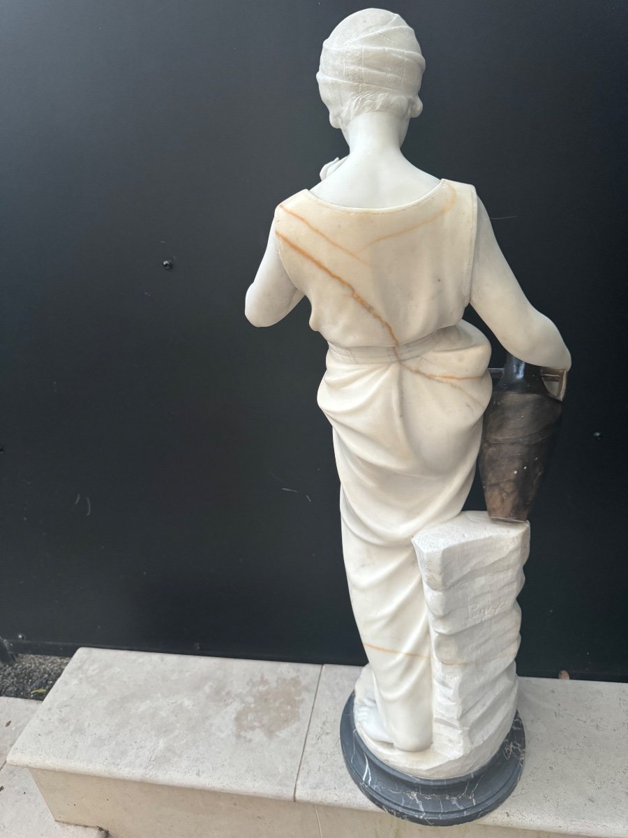Guglielmo Pugi Marble Statue Woman With Amphora-photo-1