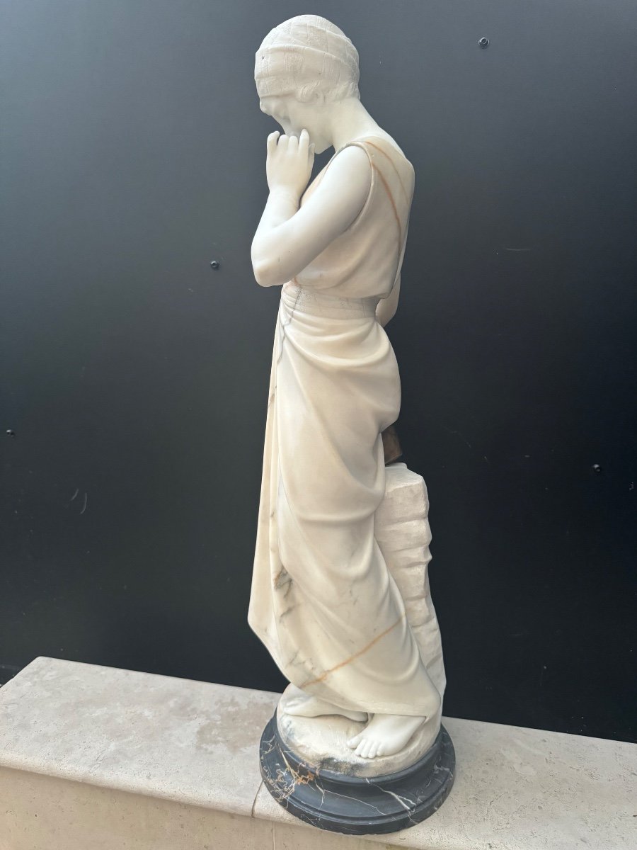 Guglielmo Pugi Marble Statue Woman With Amphora-photo-3
