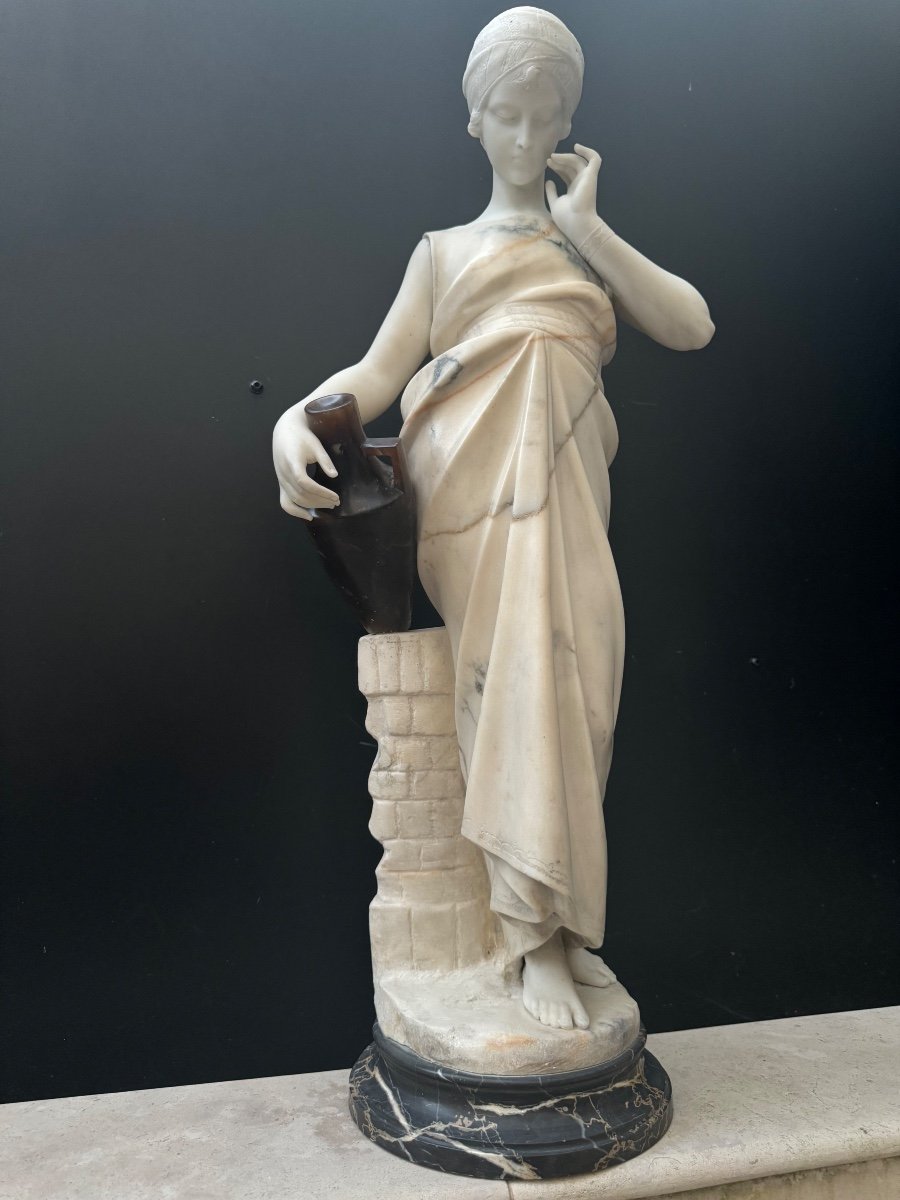 Guglielmo Pugi Marble Statue Woman With Amphora-photo-4