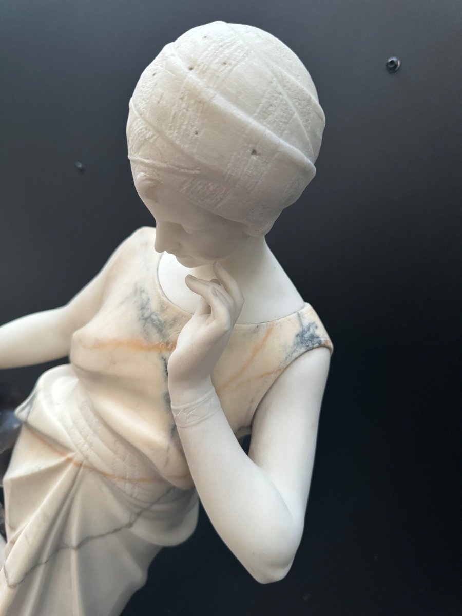 Guglielmo Pugi Marble Statue Woman With Amphora-photo-7