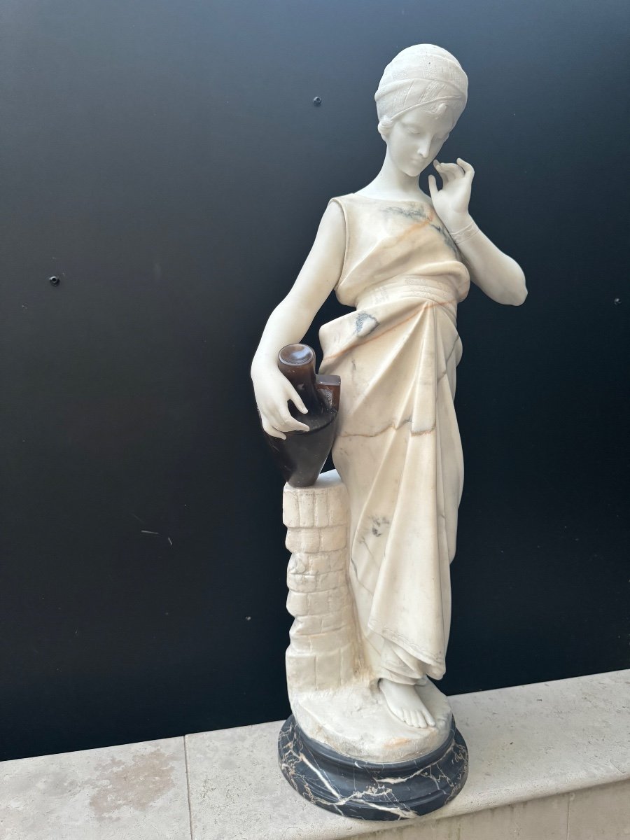 Guglielmo Pugi Marble Statue Woman With Amphora-photo-8