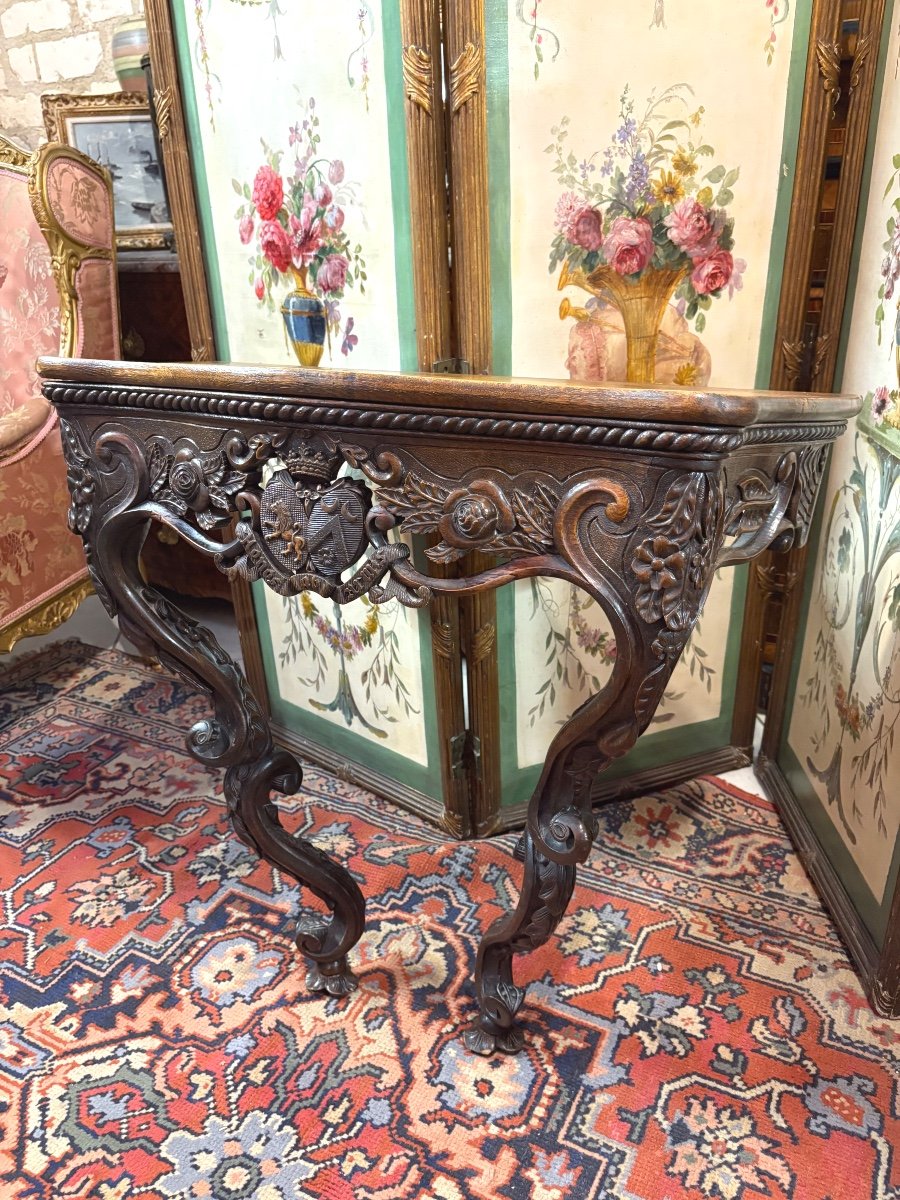 CONSOLE EN CHENE DE STYLE LOUIS XV-photo-3