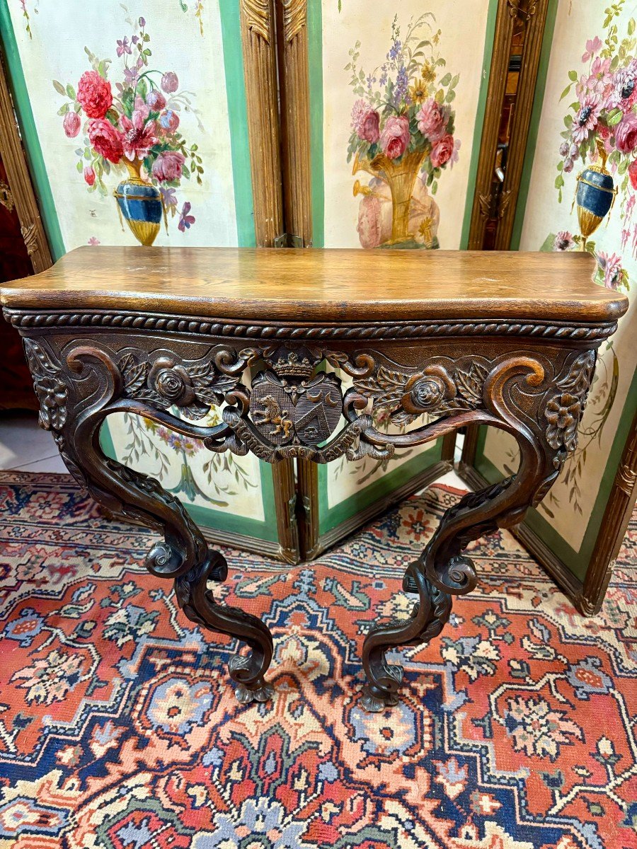 CONSOLE EN CHENE DE STYLE LOUIS XV