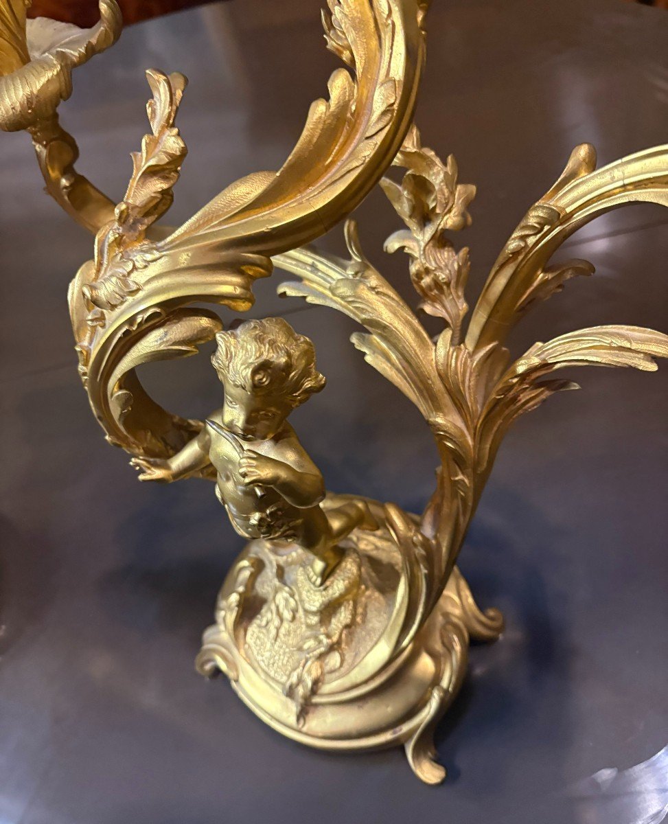 PAIRE DE CANDELABRES AUX PUTTI  NAPOLEON III-photo-3