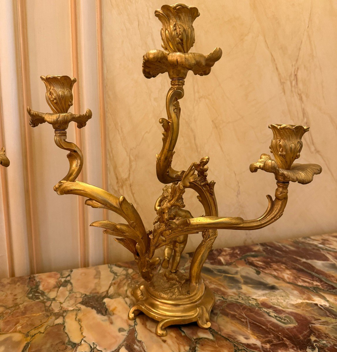 PAIRE DE CANDELABRES AUX PUTTI  NAPOLEON III-photo-8