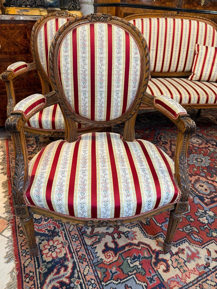 SALON CINQ PIECES DE STYLE LOUIS XVI-photo-3