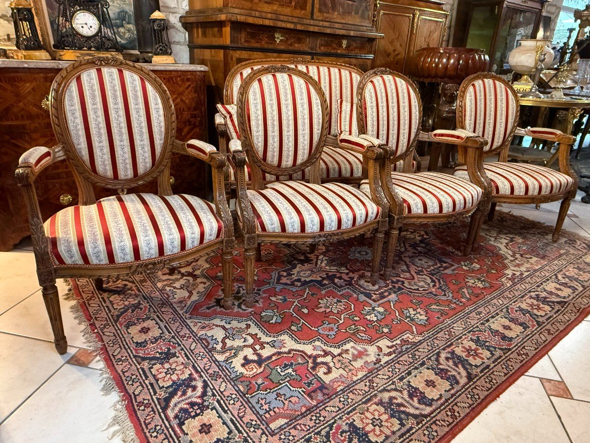 SALON CINQ PIECES DE STYLE LOUIS XVI-photo-4