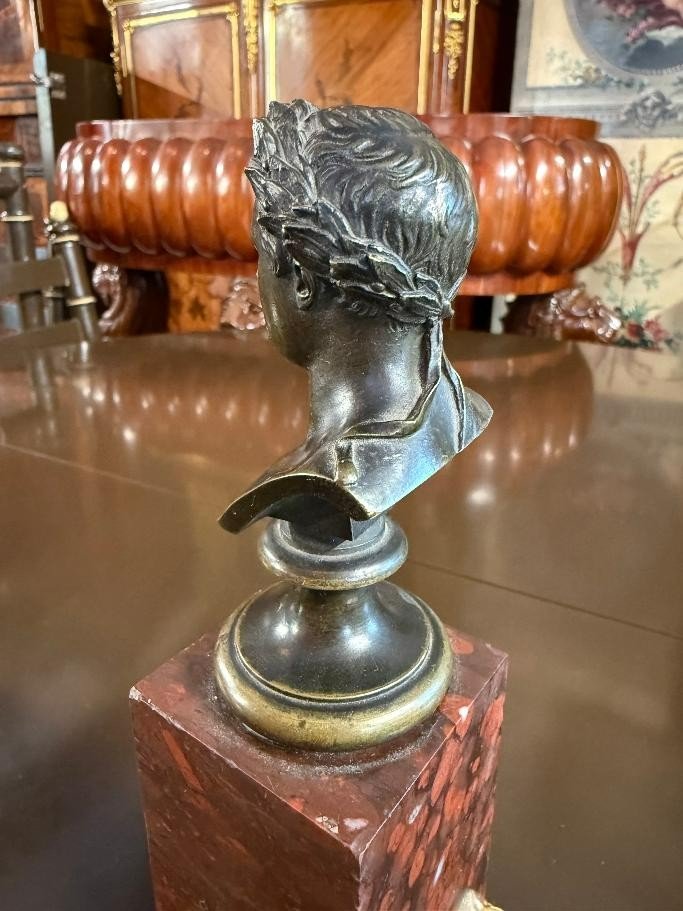 Bronze Bust Of Napoleon On Marble Base-photo-4