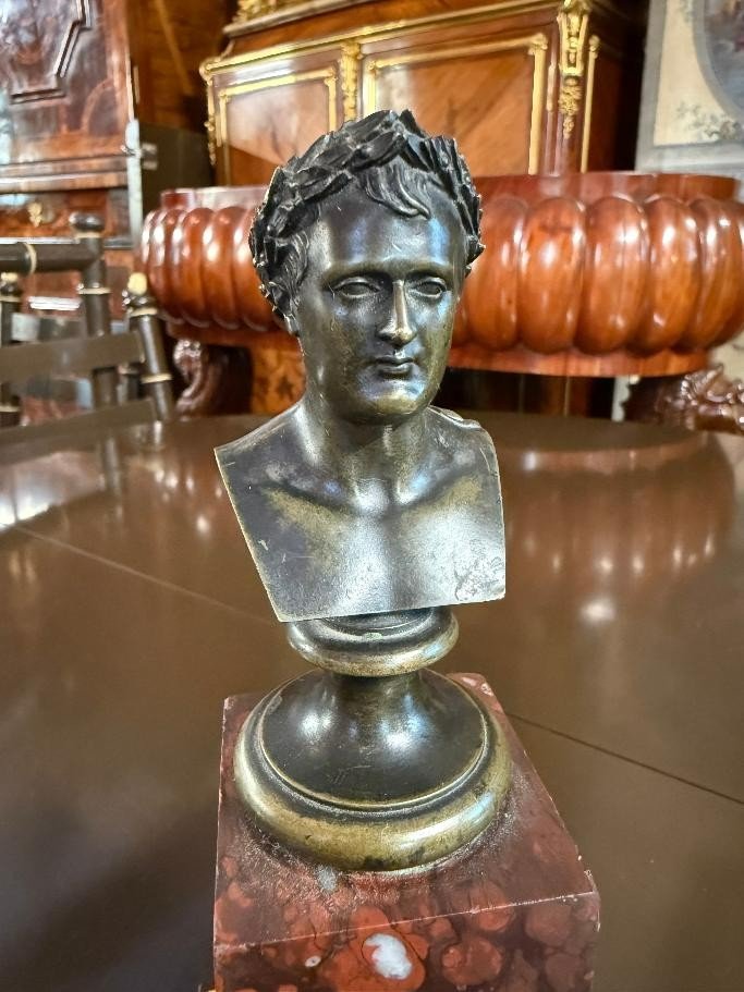 Bronze Bust Of Napoleon On Marble Base-photo-3