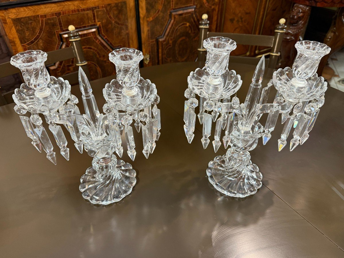 PAIRE DE GIRANDOLES - CHANDELIERS  DE LA MAISON BACCARAT -photo-5