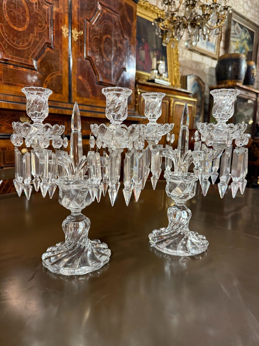 PAIRE DE GIRANDOLES - CHANDELIERS  DE LA MAISON BACCARAT 