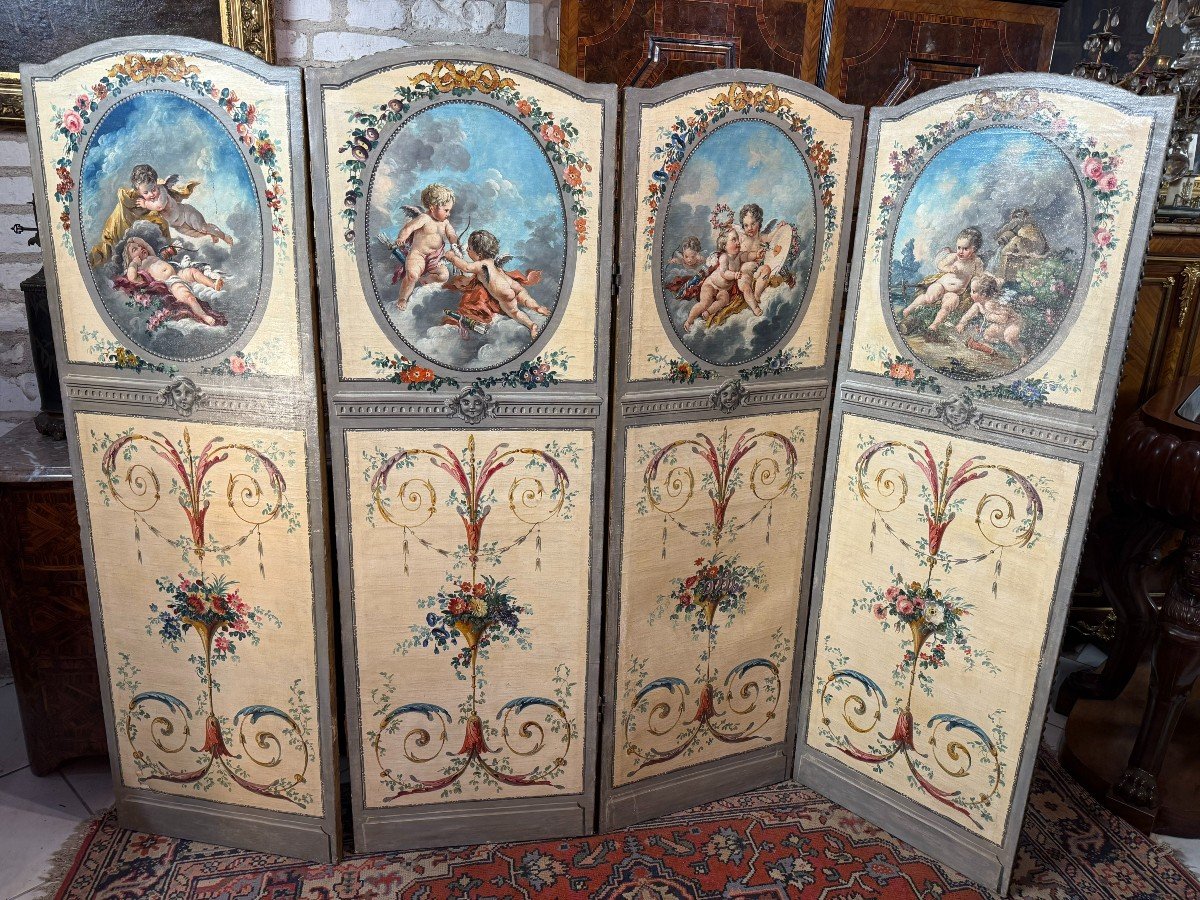 Louis XVI Style Four-leaf Screen