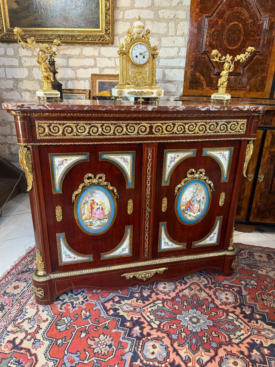 Furniture At Support Height With Sevres Medallions Signed E. Froger-photo-6