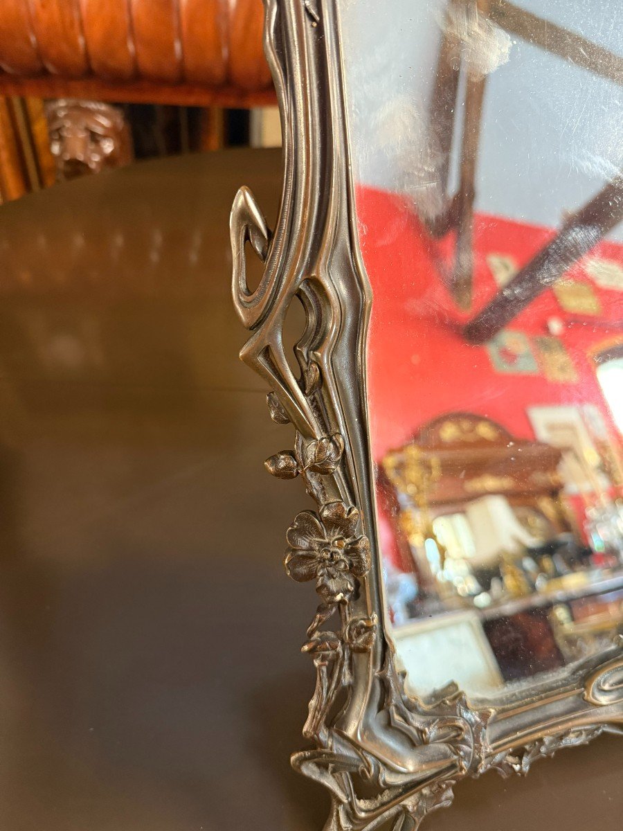 MIROIR DE TABLE EN BRONZE ART NOUVEAU-photo-1