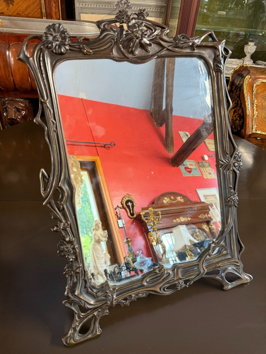 MIROIR DE TABLE EN BRONZE ART NOUVEAU