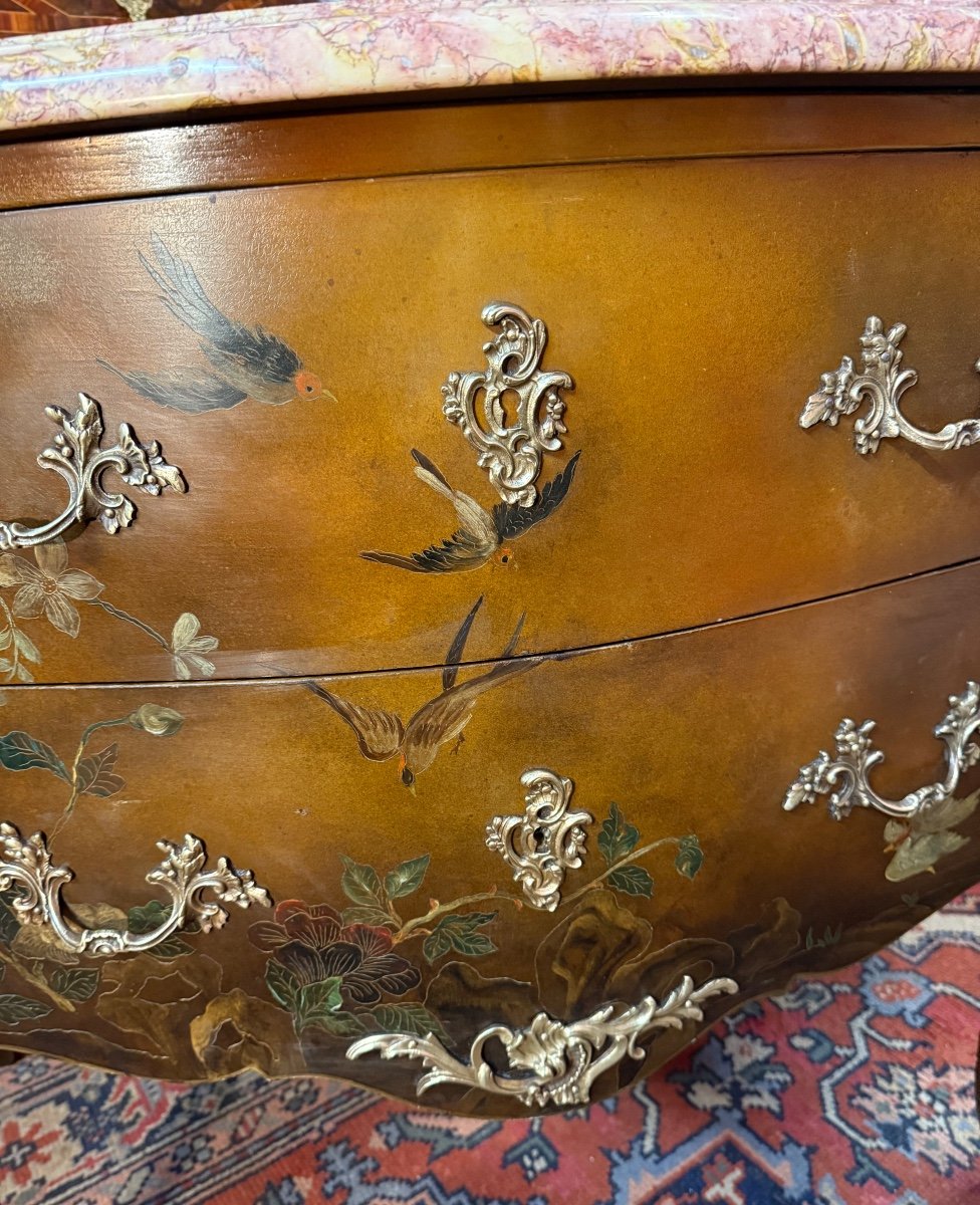 Louis XV Style Chinese Lacquer Chest Of Drawers -photo-2