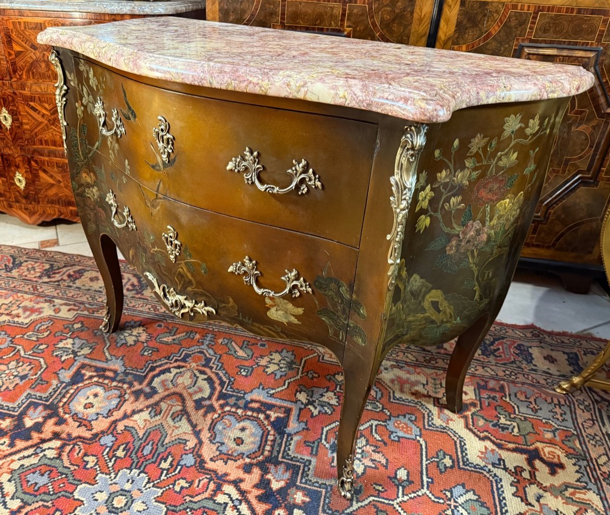 Louis XV Style Chinese Lacquer Chest Of Drawers -photo-4