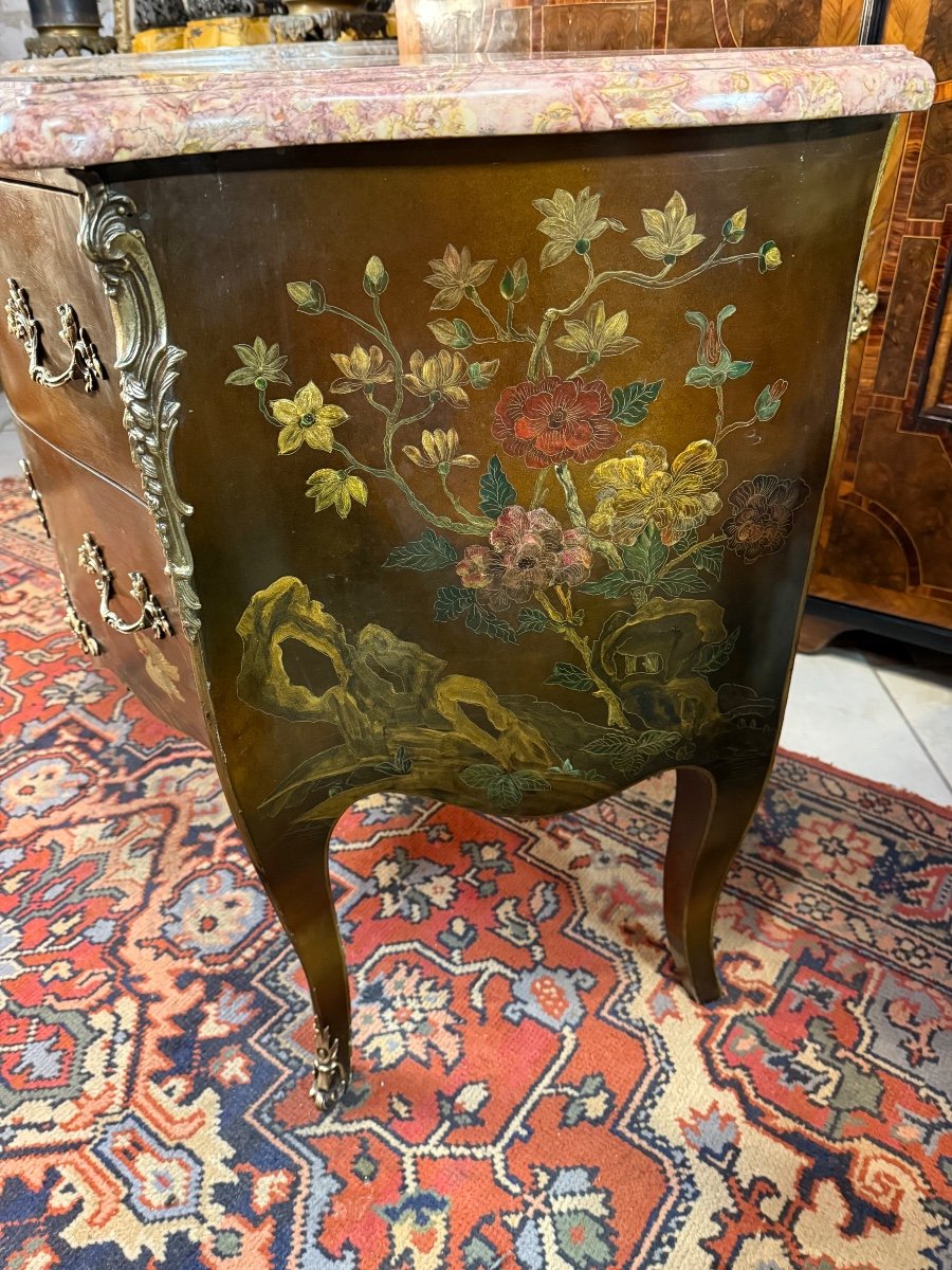 Louis XV Style Chinese Lacquer Chest Of Drawers -photo-2