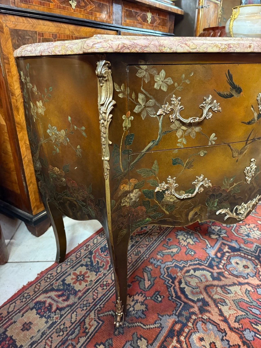 Louis XV Style Chinese Lacquer Chest Of Drawers -photo-5