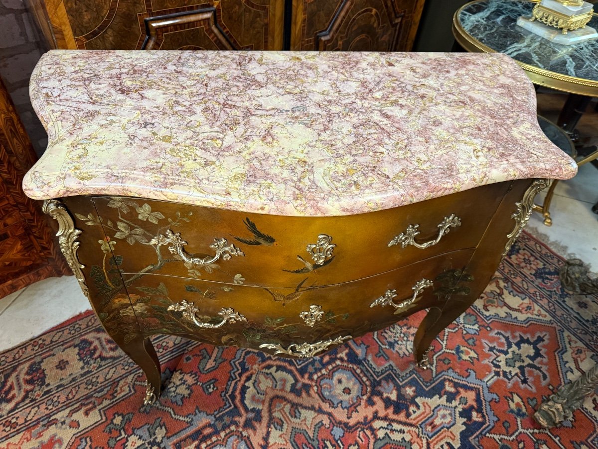 Louis XV Style Chinese Lacquer Chest Of Drawers -photo-6