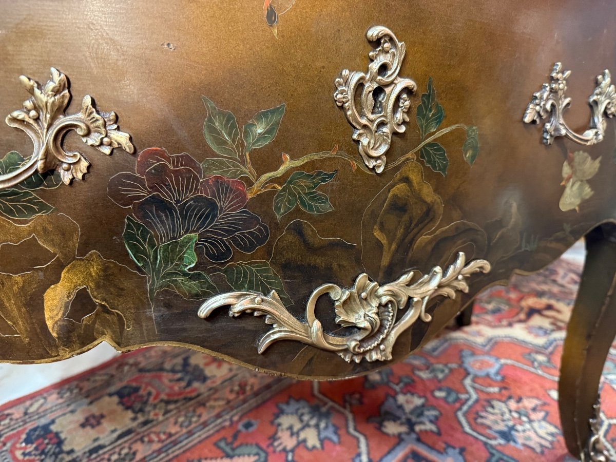 Louis XV Style Chinese Lacquer Chest Of Drawers -photo-7