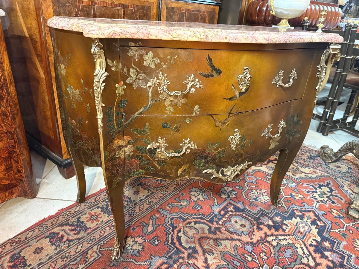 Louis XV Style Chinese Lacquer Chest Of Drawers 