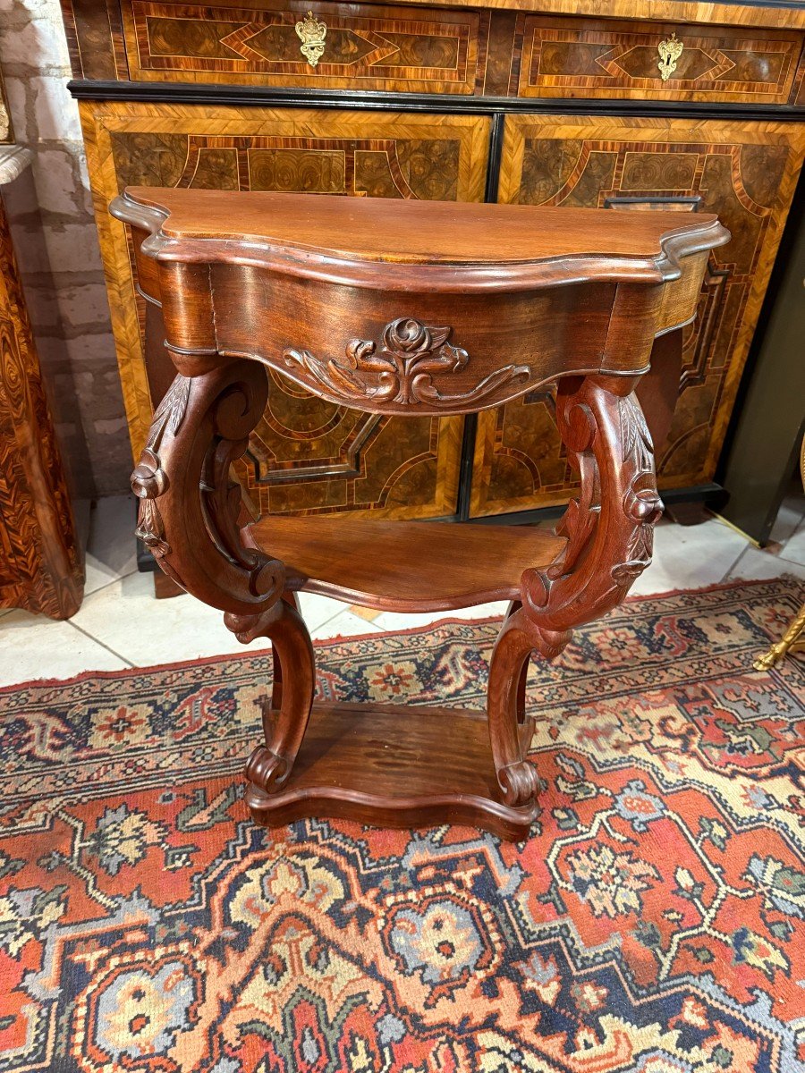 PETITE CONSOLE DE STYLE LOUIS PHILIPPE EN ACAJOU