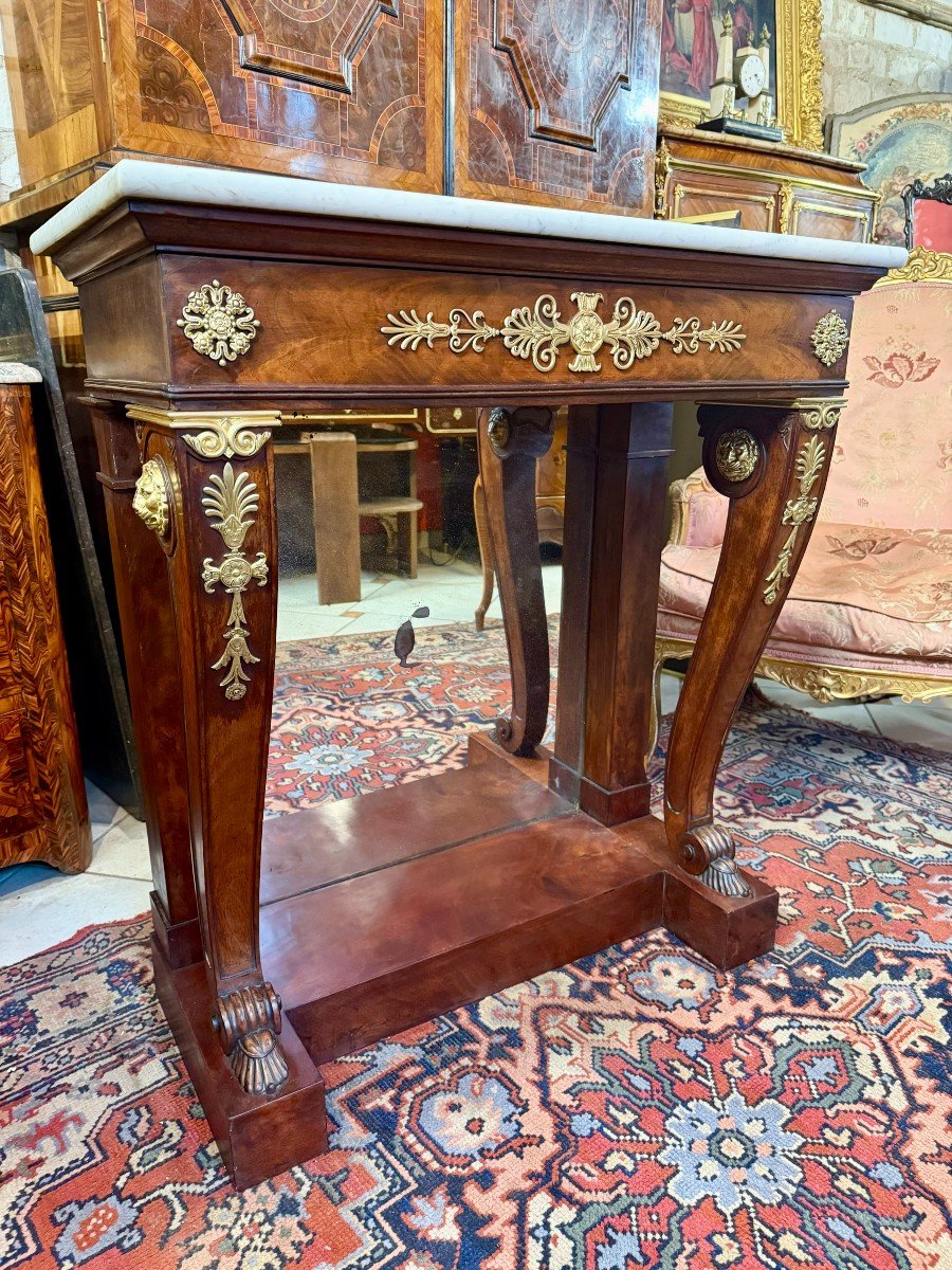 CONSOLE D’ÉPOQUE EMPIRE EN ACAJOU