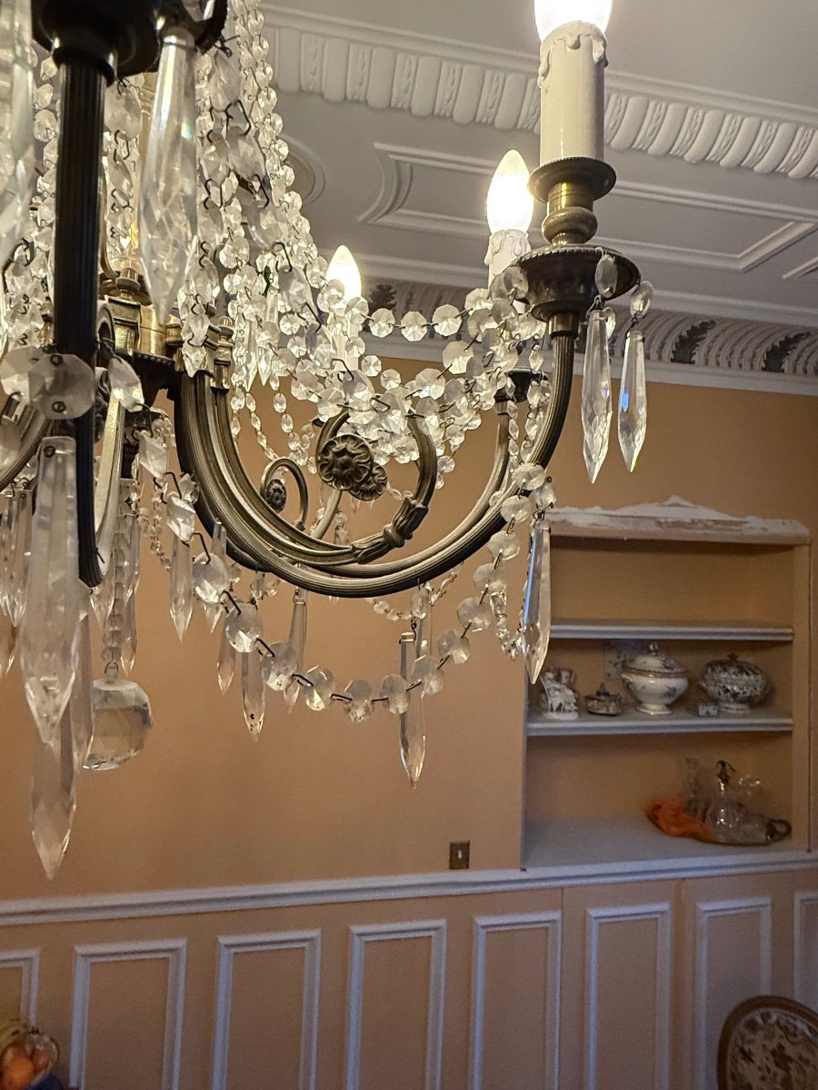 LUSTRE A PAMPILLES DE STYLE LOUIS XVI-photo-3