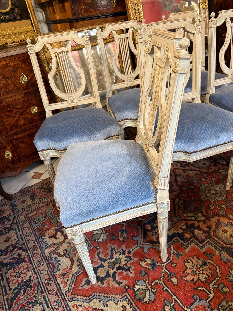 SERIE DE SIX CHAISES LYRE STYLE LOUIS XVI-photo-4