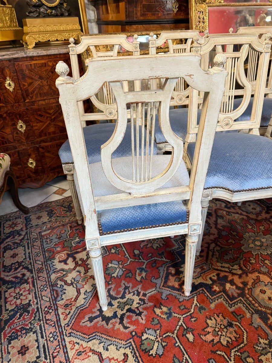 SERIE DE SIX CHAISES LYRE STYLE LOUIS XVI-photo-1