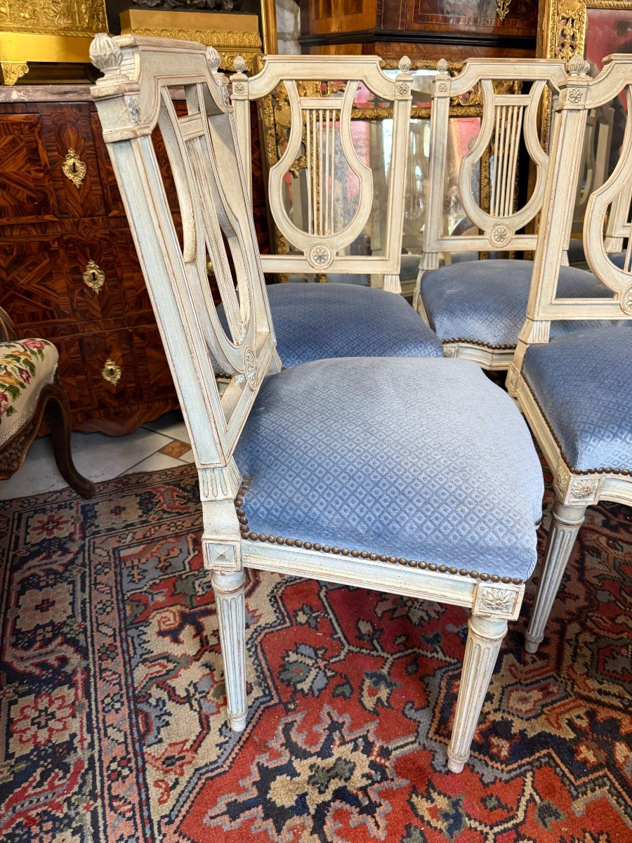 SERIE DE SIX CHAISES LYRE STYLE LOUIS XVI-photo-2