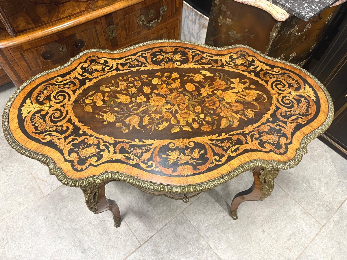 Napoleon III Marquetry Violin Center Table-photo-3