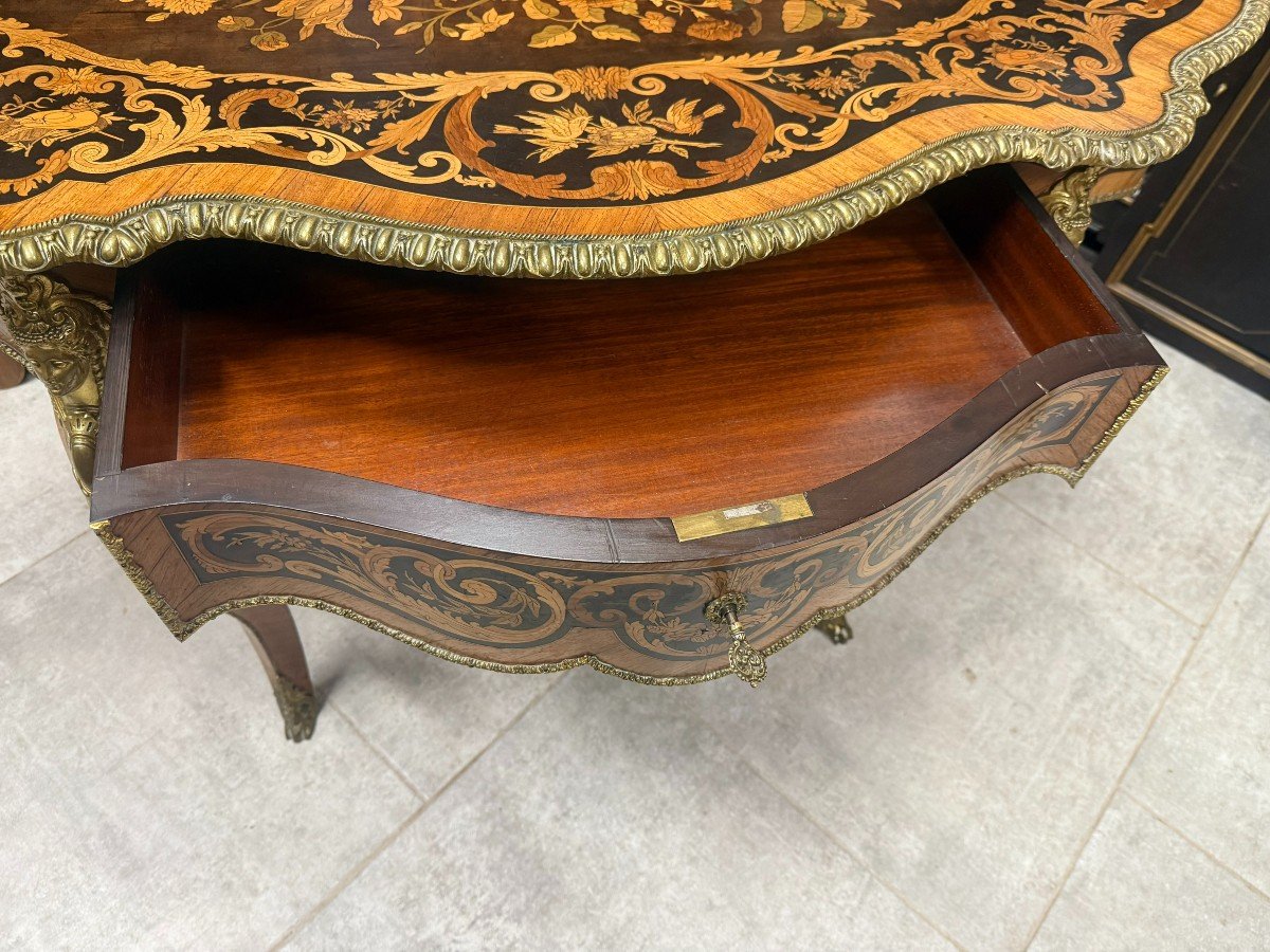 Napoleon III Marquetry Violin Center Table-photo-5