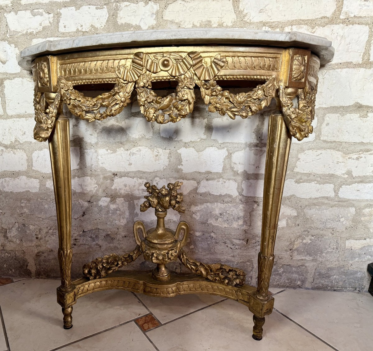 CONSOLE EN BOIS DORE LOUIS XVI - 18ème-photo-2