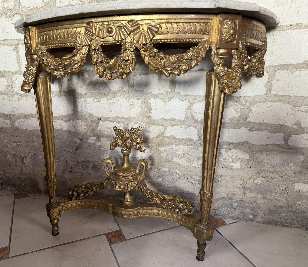 CONSOLE EN BOIS DORE LOUIS XVI - 18ème-photo-4