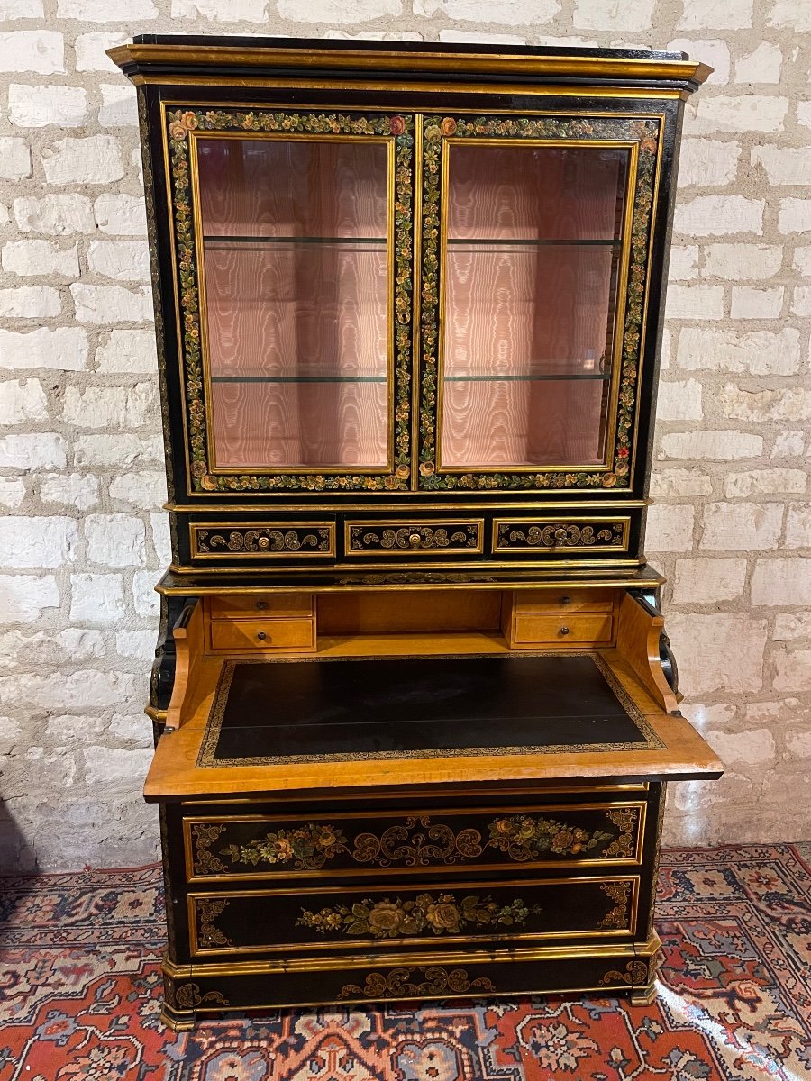 Commode Scriban Napoléon III Formant Vitrine-photo-4