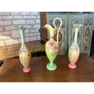 Jean Massier: Set Of Ceramic Vases And Eewer