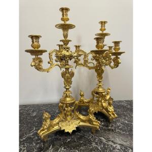 Pair Of Candelabra After André-charles Boulle
